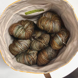 Garden Navy Oval Bottom Knitting Craft Tote Bag