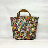 Rosalia Black Tapestry Natural Oval Bottom Knitting Craft Tote Bag