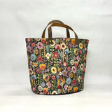 Rosalia Black Tapestry Natural Oval Bottom Knitting Craft Tote Bag