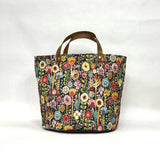 Rosalia Black Tapestry Natural Oval Bottom Knitting Craft Tote Bag