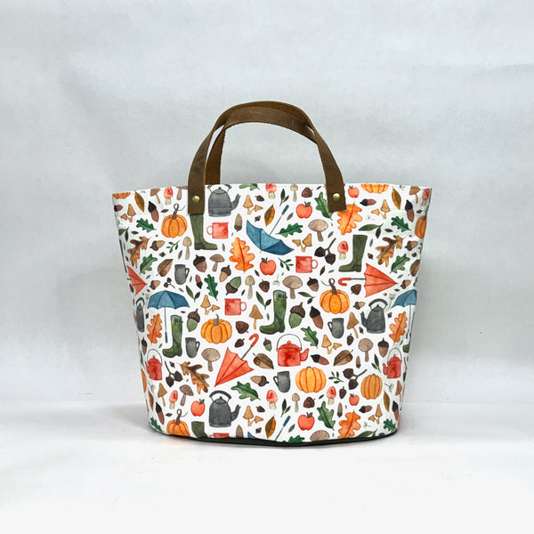 Autumn Fall Oval Bottom Knitting Craft Tote Bag