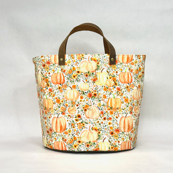 Pumpkin Forest Oval Bottom Knitting Craft Tote Bag