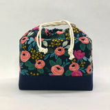 Rosa Navy Large Drawstring Knitting Project Craft Bag