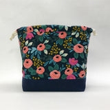 Rosa Navy Large Drawstring Knitting Project Craft Bag