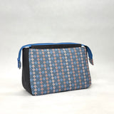 Mosaic Blue Medium Zipper Rounded Knitting Project Craft Bag