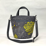 Yellow Plants Grey  Zipper Closure Tote Bag with Crossbody Strap