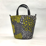 Yellow Plants Grey  Zipper Closure Tote Bag with Crossbody Strap