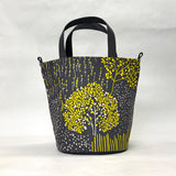 Yellow Plants Grey  Zipper Closure Tote Bag with Crossbody Strap