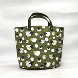 Sheep & Wool Green Oval Bottom Knitting Craft Tote Bag