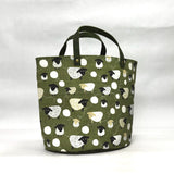 Sheep & Wool Green Oval Bottom Knitting Craft Tote Bag
