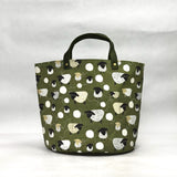 Sheep & Wool Green Oval Bottom Knitting Craft Tote Bag