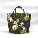 Bunnies and Wildflowers Oval Bottom Knitting Craft Tote Bag