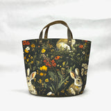 Bunnies and Wildflowers Oval Bottom Knitting Craft Tote Bag