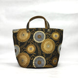 Circle Flowers Brown Oval Bottom Knitting Craft Tote Bag