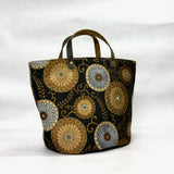 Circle Flowers Brown Oval Bottom Knitting Craft Tote Bag