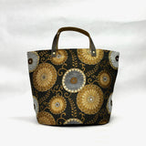 Circle Flowers Brown Oval Bottom Knitting Craft Tote Bag