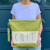 YARN Purple Tall XL Zipper Knitting Project Craft Bag with Detachable Wrist Strap