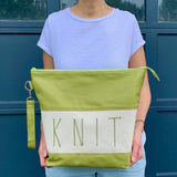 YARN Avocado Tall XL Zipper Knitting Project Craft Bag with Detachable Wrist Strap