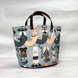 Knitting Dogs Oval Bottom Knitting Craft Tote Bag