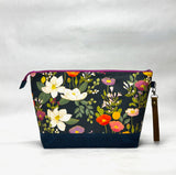 Botanical Cloisonné XL Zipper Knitting Project Craft Bag with Detachable Leather Wrist Strap