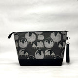 Count Your Sheep XL Zipper Knitting Project Craft Bag with Detachable Leather Wrist Strap