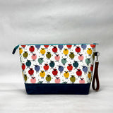 Rainbow Sheep White XL Zipper Knitting Project Craft Bag with Detachable Leather Wrist Strap