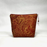 OOAK Paisley Red Chenille Medium Zipper Pouch Gadget Case/ Cosmetics/ Project Bag