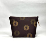 OOAK Circle Bursts Brown Large Zipper Pouch Gadget Case/ Cosmetics/ Project Bag