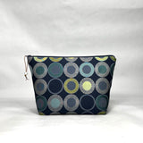 OOAK Multi Circles Navy Medium Zipper Pouch Gadget Case/ Cosmetics/ Project Bag