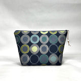 OOAK Multi Circles Navy Medium Zipper Pouch Gadget Case/ Cosmetics/ Project Bag