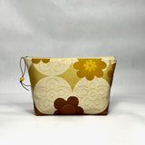 OOAK Tan Flowers Small Zipper Pouch Gadget Case/ Cosmetics/ Project Bag