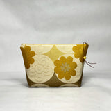 OOAK Tan Flowers Small Zipper Pouch Gadget Case/ Cosmetics/ Project Bag