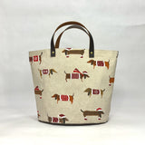 Christmas Dogs Oval Bottom Knitting Craft Tote Bag