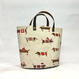 Christmas Dogs Oval Bottom Knitting Craft Tote Bag