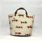 Christmas Dogs Oval Bottom Knitting Craft Tote Bag