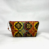 OOAK Mod Flowers Chenille Small Zipper Pouch Gadget Case/ Cosmetics/ Project Bag