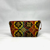 OOAK Mod Flowers Chenille Small Zipper Pouch Gadget Case/ Cosmetics/ Project Bag