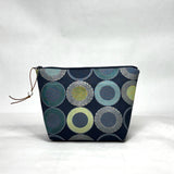 OOAK Multi Circles Navy Small Zipper Pouch Gadget Case/ Cosmetics/ Project Bag