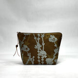 OOAK Flora Blue Chenille Small Zipper Pouch Gadget Case/ Cosmetics/ Project Bag