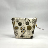 OOAK Flowers Ivory Small Zipper Pouch Gadget Case/ Cosmetics/ Project Bag
