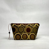 OOAK Earthtone Circles Small Zipper Pouch Gadget Case/ Cosmetics/ Project Bag