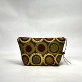 OOAK Earthtone Circles Small Zipper Pouch Gadget Case/ Cosmetics/ Project Bag