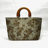 Botanical Trellis Wide Oval Bottom Knitting Craft Tote Bag