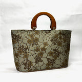 Botanical Trellis Wide Oval Bottom Knitting Craft Tote Bag