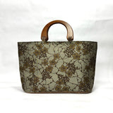 Botanical Trellis Wide Oval Bottom Knitting Craft Tote Bag