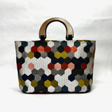 Hexie Wide Oval Bottom Knitting Craft Tote Bag