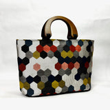 Hexie Wide Oval Bottom Knitting Craft Tote Bag