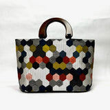 Hexie Wide Oval Bottom Knitting Craft Tote Bag