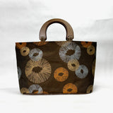 Circle Bursts Brown Wide Oval Bottom Knitting Craft Tote Bag