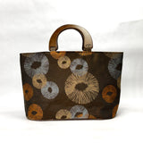 Circle Bursts Brown Wide Oval Bottom Knitting Craft Tote Bag